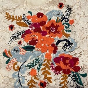 Meadow rue embroidery over lace top from Anthropologie